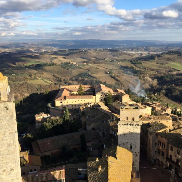 San Gimignano with its towers is 25 minutes away