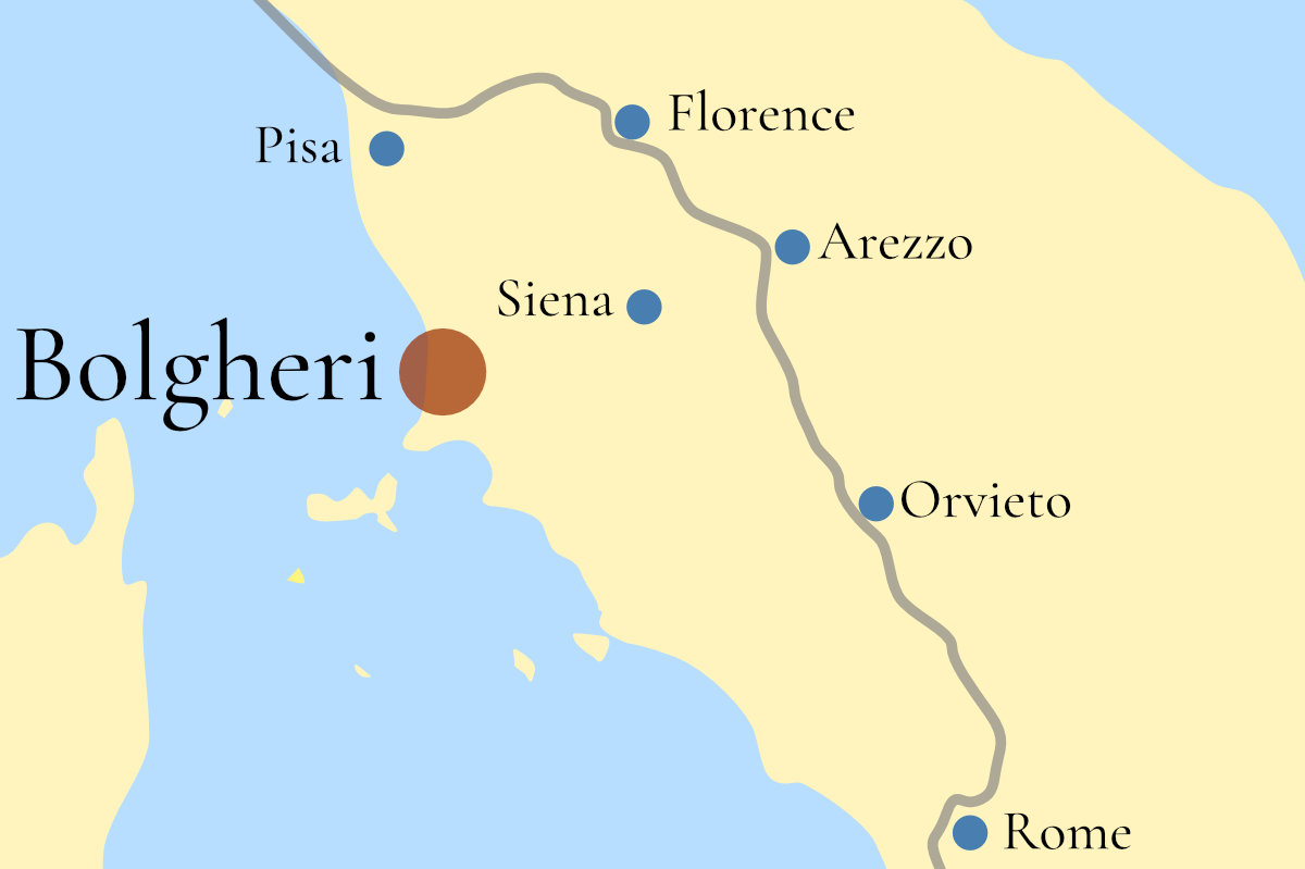 Bolgheri wine map